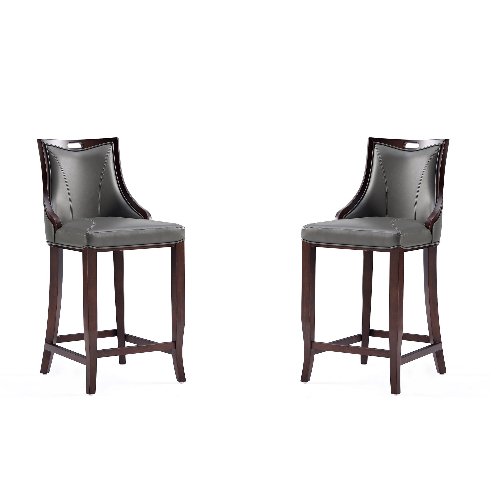Manhattan Comfort, Emperor Faux Leather Stool in Pebble Grey Set of 2 Primary Color Gray, Included (qty.) 2 Model# 2-BS008